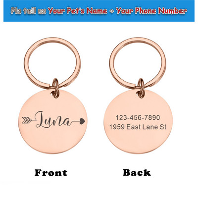 Plăcuță cu nume personalizată, oglindă, etichetă de identificare pentru câine, anti-pierdut, pandantiv, guler pentru animale de companie, gravură gratuită, etichetă de identificare personalizată pentru pisicuță, dropshipping
