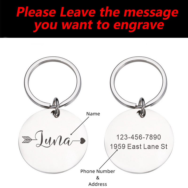 Plăcuță cu nume personalizată, oglindă, etichetă de identificare pentru câine, anti-pierdut, pandantiv, guler pentru animale de companie, gravură gratuită, etichetă de identificare personalizată pentru pisicuță, dropshipping