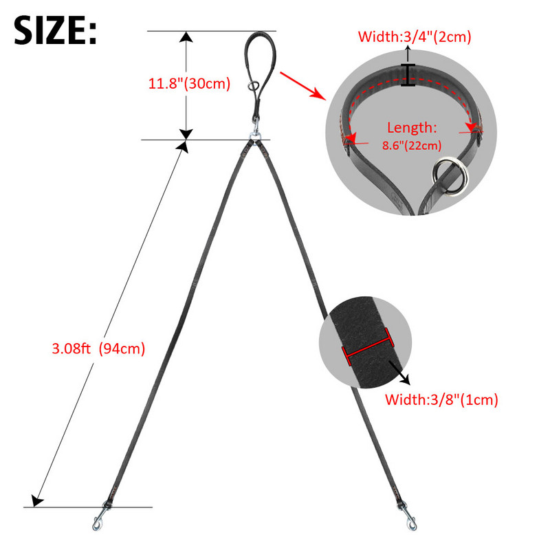 Lesă pentru câini în 2 moduri, duble, două fire de piele pentru animale de companie, cuplaj NoTangle, cu mâner pentru plimbare și dresaj, 2 câini mici și mijlocii