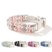 Koera pärli kaelarihm kunstpärlid kivikivist koera kaelarihm PU nahast reguleeritavad lemmiklooma kaelarihmad koertele Kassi kutsika kassipoegade tarvikud