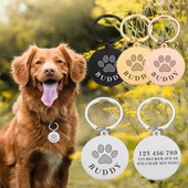 Prilagodljiva gravirana identifikacijska oznaka za kućne ljubimce za pločicu s imenom psa, mačje šape, personalizirani broj adrese, pseća ogrlica, privjesak za identifikaciju protiv gubitka