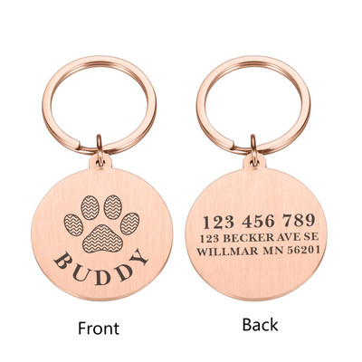 Prilagodljiva gravirana identifikacijska oznaka za kućne ljubimce za pločicu s imenom psa, mačje šape, personalizirani broj adrese, pseća ogrlica, privjesak za identifikaciju protiv gubitka