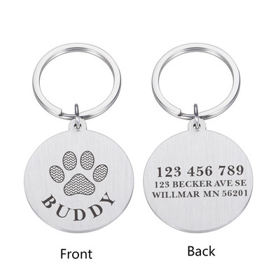 Prilagodljiva gravirana identifikacijska oznaka za kućne ljubimce za pločicu s imenom psa, mačje šape, personalizirani broj adrese, pseća ogrlica, privjesak za identifikaciju protiv gubitka