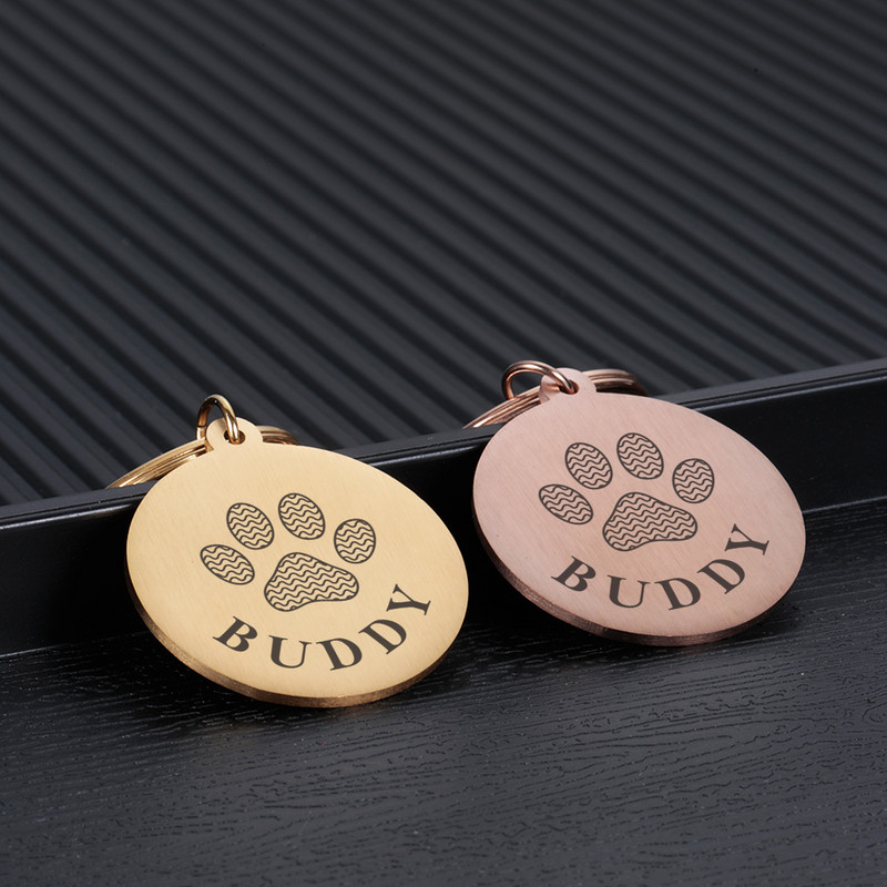 Prilagodljiva gravirana identifikacijska oznaka za kućne ljubimce za pločicu s imenom psa, mačje šape, personalizirani broj adrese, pseća ogrlica, privjesak za identifikaciju protiv gubitka