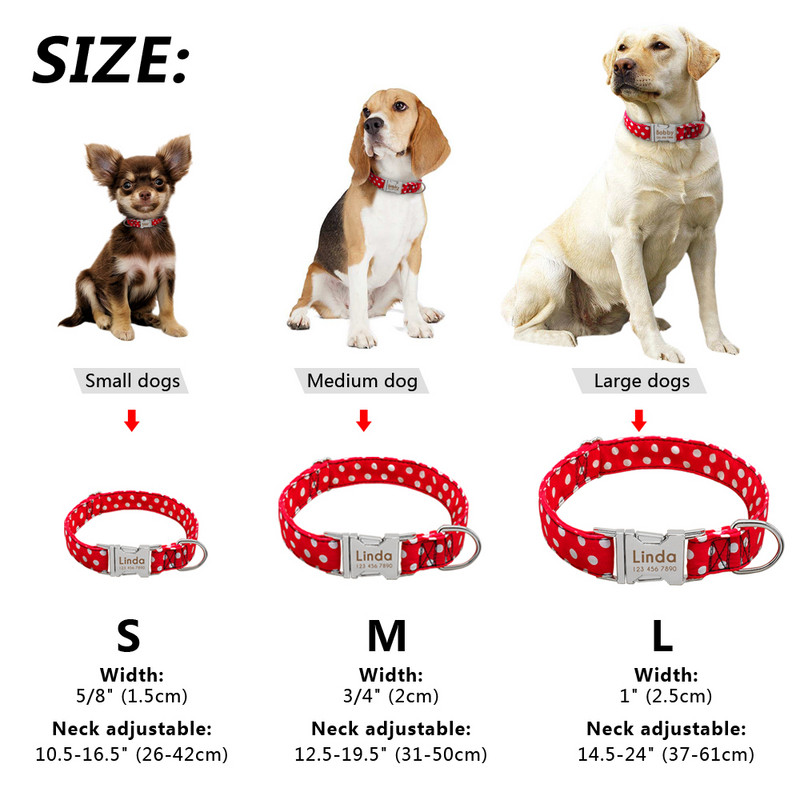 Εξατομικευμένο κολάρο σκύλου Προσαρμοσμένο κολάρο κατοικίδιων νάιλον ετικέτες πινακίδας τύπου που δεν χάνονται Κολάρες Δωρεάν χαραγμένο για μικρό μεσαίο μεγάλο σκυλί