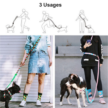 Мека каишка за кучета Running Hands Free Elastic Reflective Training Pet Bungee Lead Lead Lead For Dogs Разтегателни здрави поводи Pet Lead