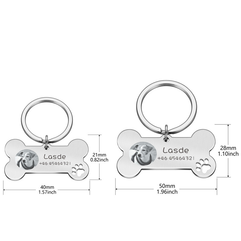 Δωρεάν χαραγμένη ετικέτα ταυτότητας κατοικίδιου Προσαρμοσμένη ετικέτα με όνομα κατοικίδιου για το κολάρο για κουτάβι σκύλου Προσαρμοσμένη ετικέτα μενταγιόν Αξεσουάρ για κατοικίδια με κόκκαλο
