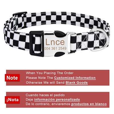 Plaid Isikupärastatud Engrave Lemmiklooma kaelarihm Kohanda nime Koera kaelarihm Kohandatud ID Kassi graveeritud suurtele keskmistele väikestele koertele