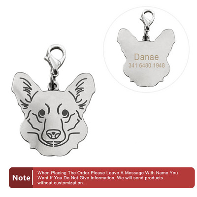 Oznake za identifikaciju pasa kućnog ljubimca Personalizirano ugravirano prilagođeno ime Pribor za ogrlicu za štene Pločica s imenom za sve kućne ljubimce Anti-lost Privjesak za ključeve