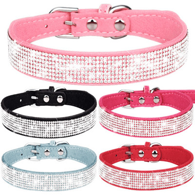 Bling Rhinestone kucēnu kaķu kaklasiksnas Regulējamas ādas Bowknot kaķēnu kaklasiksnas maziem un vidējiem suņiem kaķiem Čivavas mopsis Jorkšīras