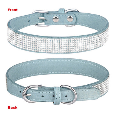 Κολάρα για κουτάβι Rhinestone Bling Ρυθμιζόμενο δερμάτινο κολάρο γατάκι με παπιγιόν για μικρόσωμους μεσαίους σκύλους Γάτες Chihuahua Pug Yorkshire