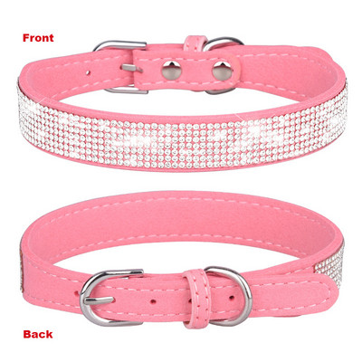 Κολάρα για κουτάβι Rhinestone Bling Ρυθμιζόμενο δερμάτινο κολάρο γατάκι με παπιγιόν για μικρόσωμους μεσαίους σκύλους Γάτες Chihuahua Pug Yorkshire