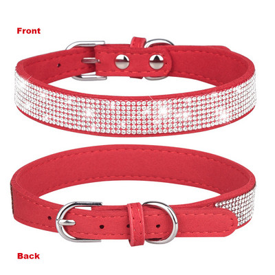 Κολάρα για κουτάβι Rhinestone Bling Ρυθμιζόμενο δερμάτινο κολάρο γατάκι με παπιγιόν για μικρόσωμους μεσαίους σκύλους Γάτες Chihuahua Pug Yorkshire