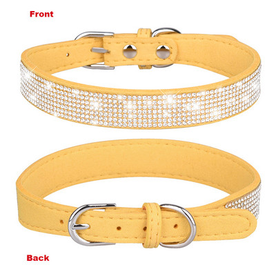 Κολάρα για κουτάβι Rhinestone Bling Ρυθμιζόμενο δερμάτινο κολάρο γατάκι με παπιγιόν για μικρόσωμους μεσαίους σκύλους Γάτες Chihuahua Pug Yorkshire