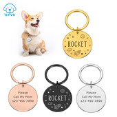 Gravura personalizată gratuită Etichete cu nume de pisică pentru animale de companie Etichetă de identificare pentru câine personalizată Accesorii pentru guler Plăcuță de identificare Breloc metal cu pandantiv anti-pierdere