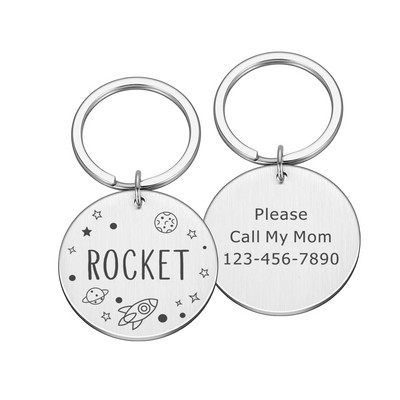 Gravura personalizată gratuită Etichete cu nume de pisică pentru animale de companie Etichetă de identificare pentru câine personalizată Accesorii pentru guler Plăcuță de identificare Breloc metal cu pandantiv anti-pierdere