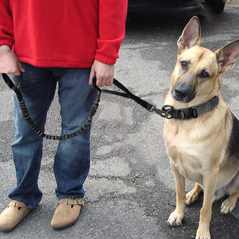 Тактическа каишка за кучета Найлон без дърпане Бънджи поводи за обучение на кучета Военна еластична буферна каишка за кучета за средни големи кучета Домашни любимци