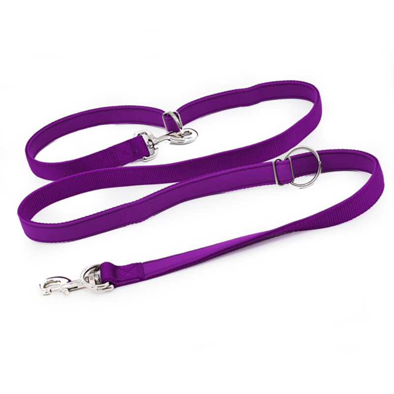 Pânză de scufundări Lesă pentru câini căptușită Capete dublu, două lese pentru câini, guler cu lanț P, frânghie lungă, scurtă, reglabilă, curele de antrenament pentru alergare