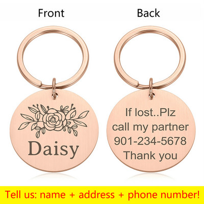 Προσαρμοσμένο όνομα Ετικέτες διεύθυνσης κατοικίδιου σκύλου Ετικέτες κολάρο γάτας Αξεσουάρ Διακόσμηση Ταυτότητα κατοικίδιων ετικέτες σκύλου Κολάρα από ανοξείδωτο ατσάλι Ετικέτα γάτας