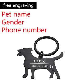 Персонализирани етикети с име на куче котка Персонализиран етикет за идентификация на куче Аксесоари за нашийник Табела с име Анти-загубена висулка Метален етикет Форма на куче
