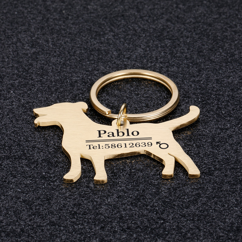 Personalizētas suņa kaķa vārda birkas Pielāgotas suņa ID birkas Apkakles piederumi Nosaukuma plāksnīte Pretnozaudēšanas kulons Metāla birka Suņa forma