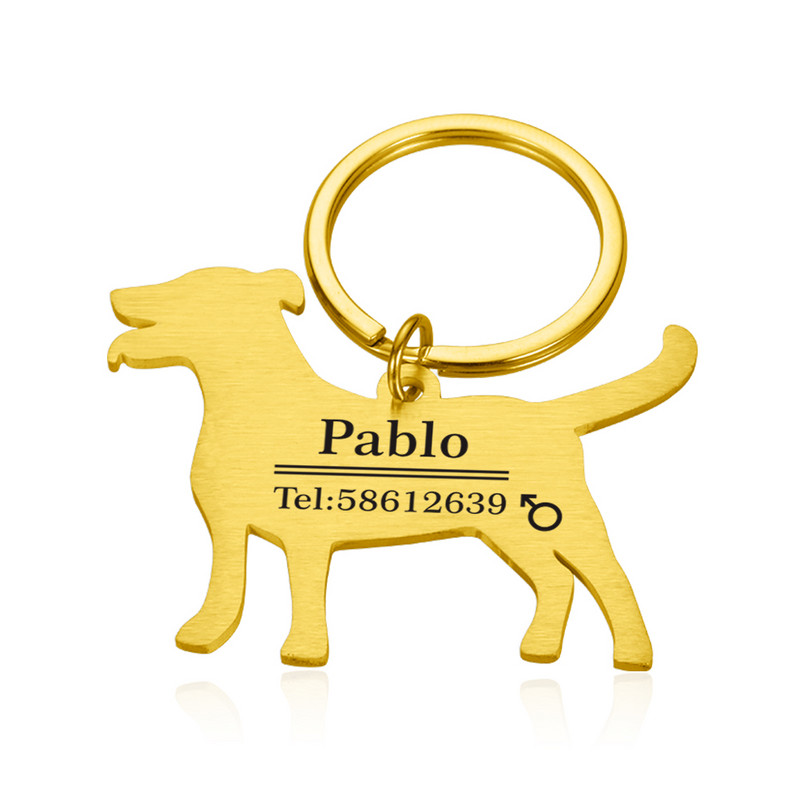 Personalizētas suņa kaķa vārda birkas Pielāgotas suņa ID birkas Apkakles piederumi Nosaukuma plāksnīte Pretnozaudēšanas kulons Metāla birka Suņa forma