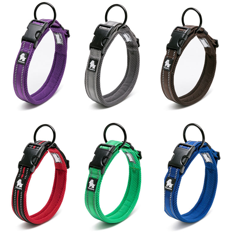 Guler de nailon reglabil pentru câini Truelove Guler reflectorizant căptușit din plasă pentru dresaj de câini Colier confortabil pentru câini în aer liber pentru animale de companie