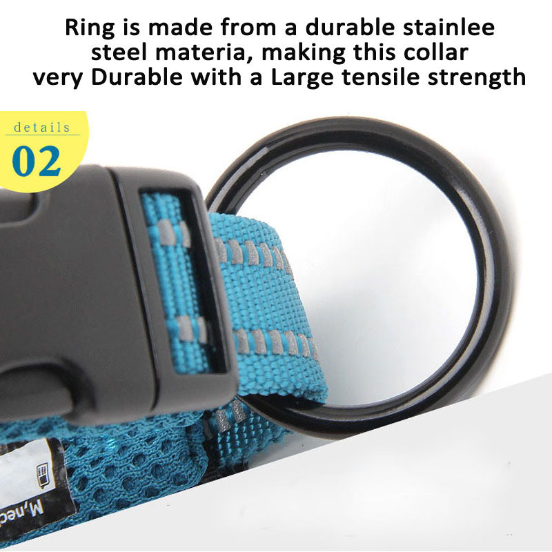 Guler de nailon reglabil pentru câini Truelove Guler reflectorizant căptușit din plasă pentru dresaj de câini Colier confortabil pentru câini în aer liber pentru animale de companie