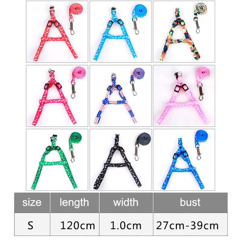 Reguliuojamų petnešų rinkinys Mažo šuns katės pavadėlis, margintas šunų antkakliai krūtinės nugaros dirželiai Naminio gyvūnėlio traukimo virvė šuniuko vaikščiojimo aksesuaras