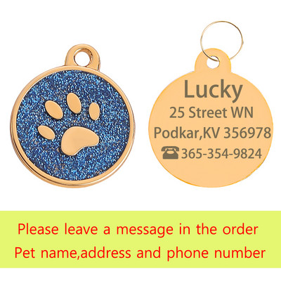 Isikupärastatud lemmiklooma kassi koera ID silt Kohandatud graveeritud koerasildi nimi Telefoni aadress Kuldne metallist käpa koera sildid Kutsika buldogi koera tarvikud