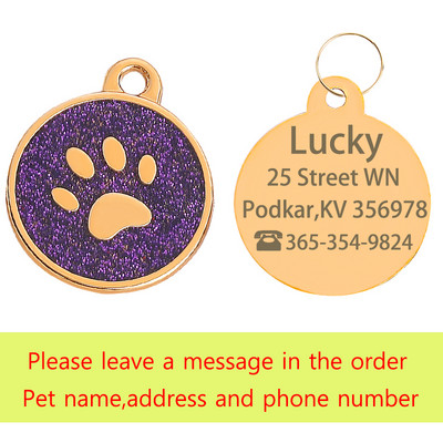 Isikupärastatud lemmiklooma kassi koera ID silt Kohandatud graveeritud koerasildi nimi Telefoni aadress Kuldne metallist käpa koera sildid Kutsika buldogi koera tarvikud