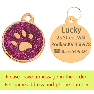 Isikupärastatud lemmiklooma kassi koera ID silt Kohandatud graveeritud koerasildi nimi Telefoni aadress Kuldne metallist käpa koera sildid Kutsika buldogi koera tarvikud