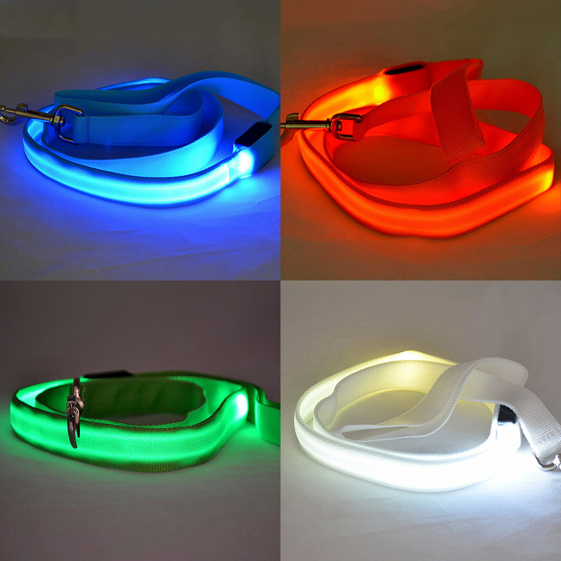 Frânghie luminoasă de lesă pentru câini. Lesă de nailon cu lumină LED pentru câini, siguranță pe timp de noapte, anti-pierdere/evitare a accidentelor auto, zgarda pentru câini, accesorii pentru ham