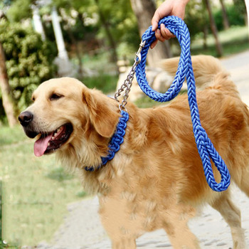 Големи кучета Найлонова каишка за кучета Двуцветна платнена двуредова регулируема яка за кучета за средно големи кучета 130 см