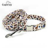 Κολάρα σκυλιών με λουρί Ρυθμιζόμενο κολάρο για κατοικίδια για μικρούς μεσαίου μεγέθους σκύλους και γάτες, κολάρο εκτύπωσης λεοπάρδαλης από καμβά Μαλακό και άνετο