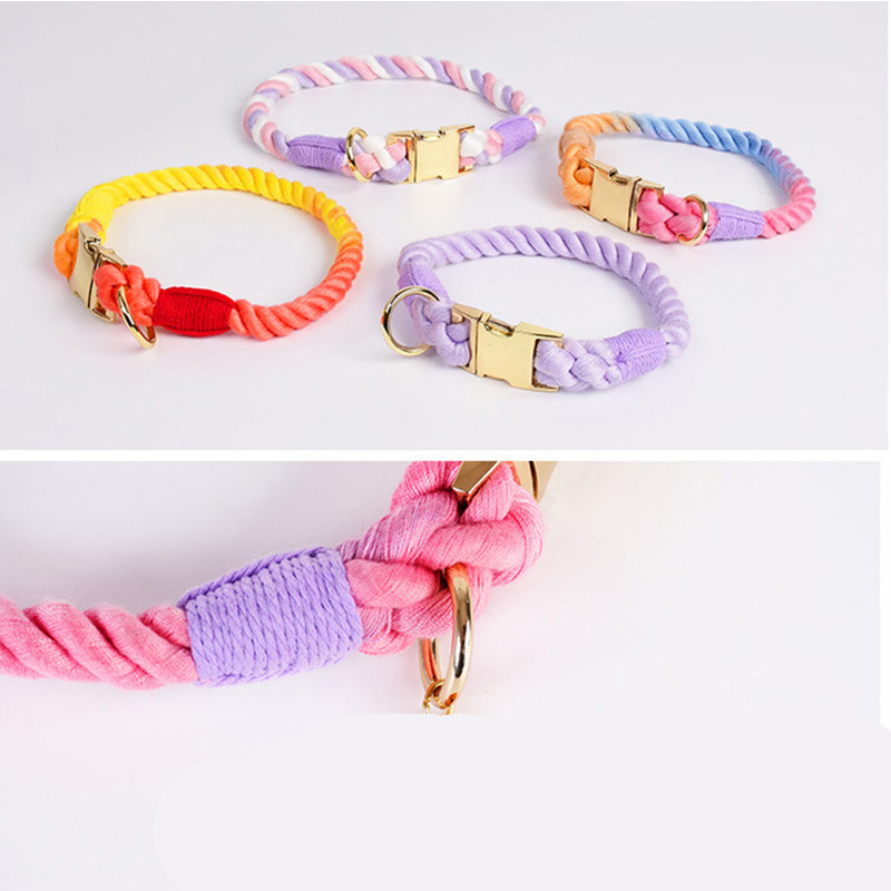 Set de lesă și guleră pentru câini de 1,2 m, nailon, multifuncțional, frânghie colorată din bumbac pentru mic, mediu, mare, accesorii pentru animale de companie