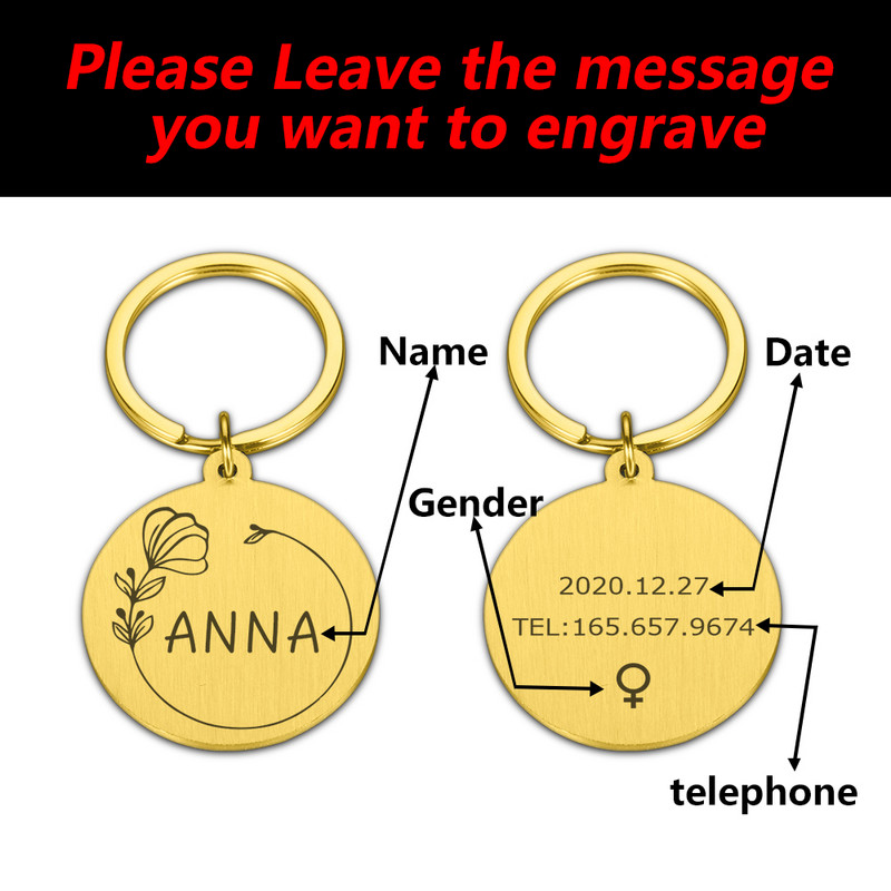 Προσαρμοσμένο Όνομα κατά της απώλειας Tel Dog ID Ετικέτες Εξατομικευμένη πινακίδα ονόματος για γάτα Puppy Dog Πιάτο με όνομα κατοικίδιου Αξεσουάρ κρεμαστό κολάρο