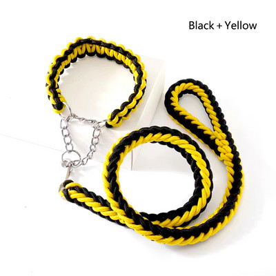 130cm lesă pentru câini din nailon aspru, super rezistent, pânză verde armată, zgarzi reglabile pentru câini cu două rânduri, set de lese pentru câini medii mari