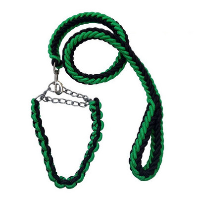 130cm lesă pentru câini din nailon aspru, super rezistent, pânză verde armată, zgarzi reglabile pentru câini cu două rânduri, set de lese pentru câini medii mari