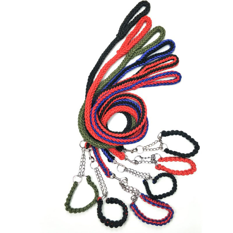 130cm lesă pentru câini din nailon aspru, super rezistent, pânză verde armată, zgarzi reglabile pentru câini cu două rânduri, set de lese pentru câini medii mari