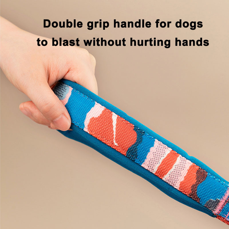 Handsfree Bungee Dog Leash Extension Extension Reflektivni najlonski podstavljeni povodac s dvostrukom ručkom za planinarenje, trčanje, male velike pse