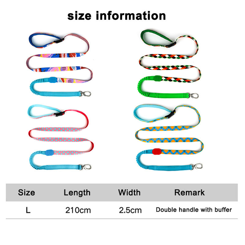 Handsfree Bungee Dog Leash Extension Extension Reflektivni najlonski podstavljeni povodac s dvostrukom ručkom za planinarenje, trčanje, male velike pse