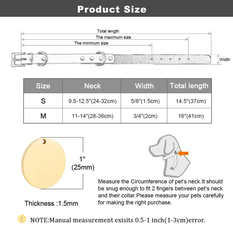 Εξατομικευμένο κολάρο σκύλου από γνήσιο δέρμα με πινακίδα ονομασίας Προσαρμοσμένα περιλαίμια Chihuahua Anti-lost για μικρούς μεσαίους σκύλους Ρυθμιζόμενο για γάτα