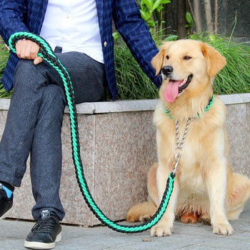 Двунишково въже Национален цвят Микс Големи каишки за кучета Регулируема яка Метална катарама Костюм за домашни любимци с дължина 1,2 м Теглещо въже Големи кучета