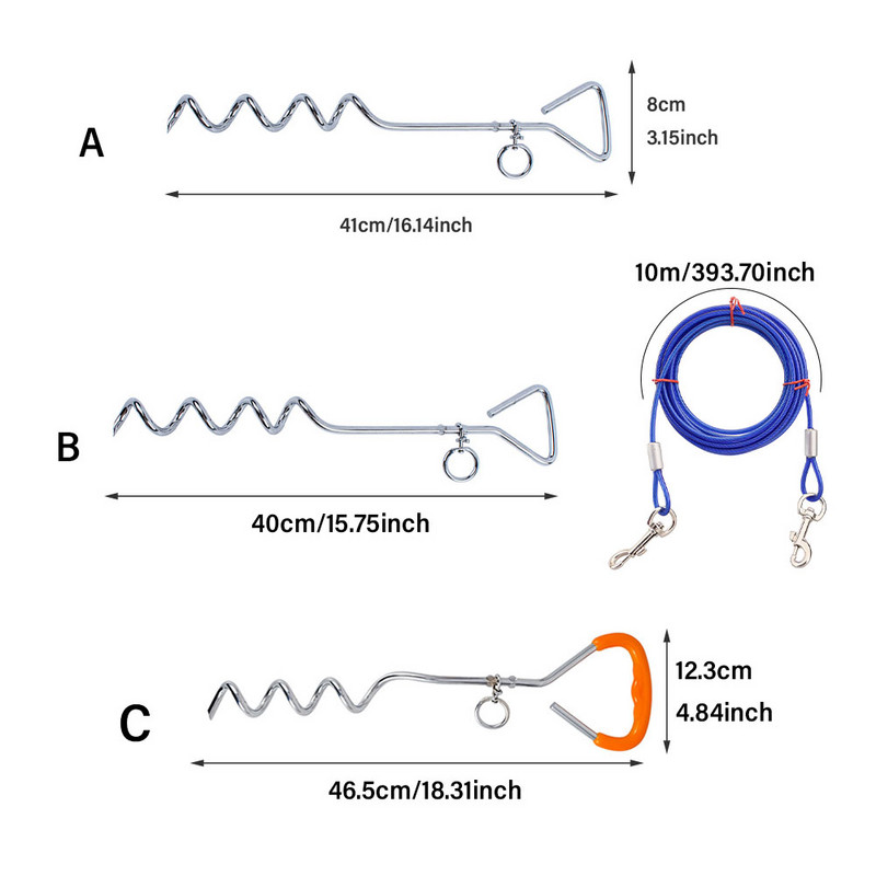 Anti înfășurare Heavy Duty în spirală la pământ țăruș de legare pentru grădină curte din oțel inoxidabil pentru animale de companie leagă pentru câine țăruș de pământ țăruș pentru câine