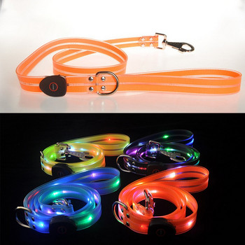 Σετ λουριών και περιλαίμιων σκύλων Αδιάβροχο ανακλαστικό νάιλον σχοινί και επαναφορτιζόμενη ασφάλεια LED USB για ελαφρύ νυχτερινό περπάτημα που αναβοσβήνει