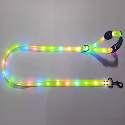 Set de lesă și guleră pentru câini, frânghie din nailon reflectorizantă impermeabilă și LED, siguranță reîncărcabilă prin USB pentru lumină intermitentă, plimbări nocturne