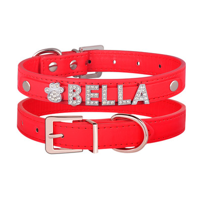 Prilagodljiva ogrlica s imenom ljubimca Personalizirana kožna ogrlica za pse sa dijamantima DIY pločica za pse Rodno neutralni pribor za pse Dodaci za pse