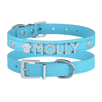 Prilagodljiva ogrlica s imenom ljubimca Personalizirana kožna ogrlica za pse sa dijamantima DIY pločica za pse Rodno neutralni pribor za pse Dodaci za pse