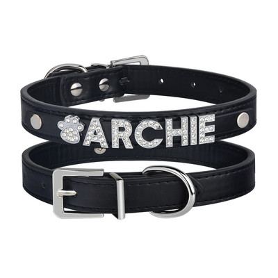 Prilagodljiva ogrlica s imenom ljubimca Personalizirana kožna ogrlica za pse sa dijamantima DIY pločica za pse Rodno neutralni pribor za pse Dodaci za pse